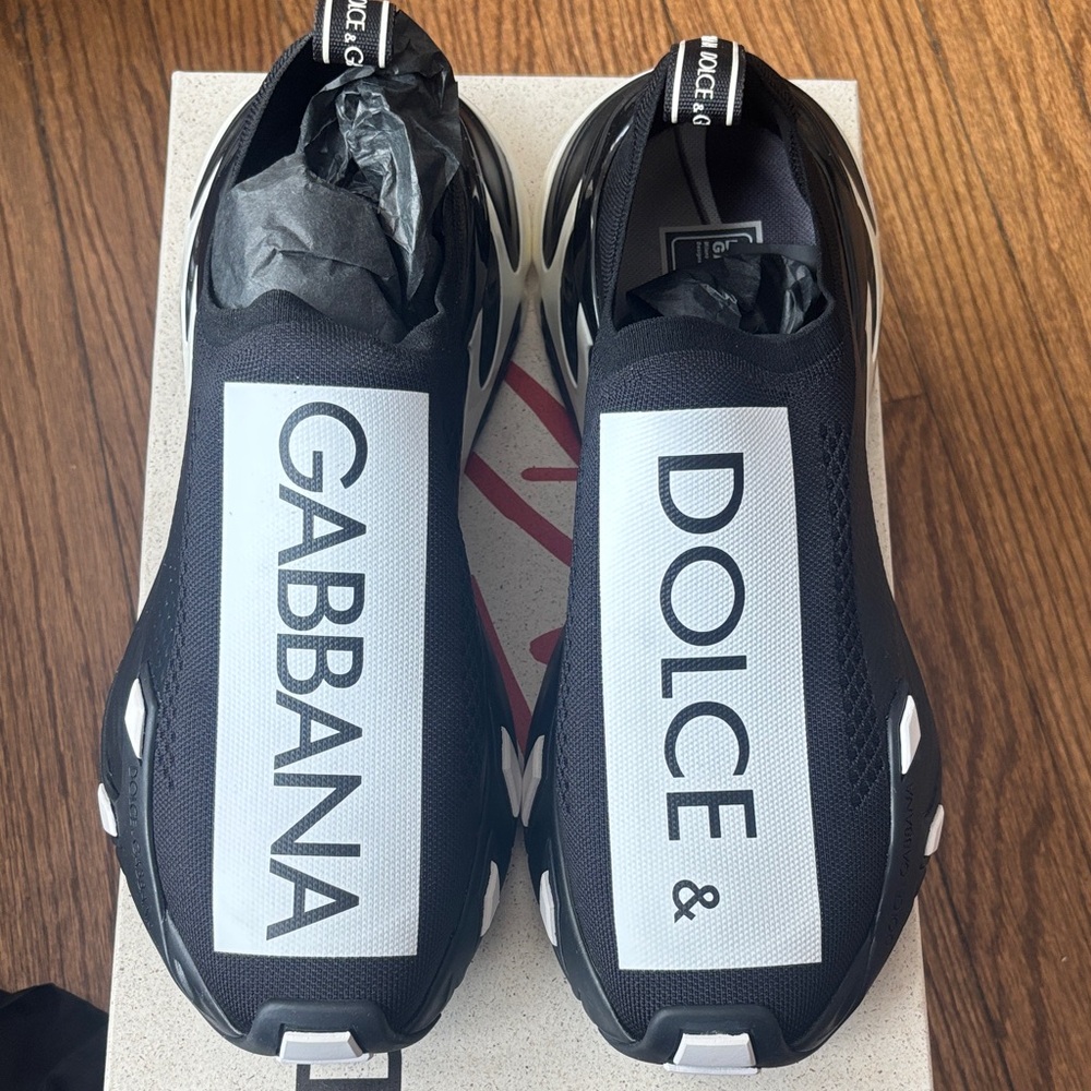 Dolce & Gabbana Black Sneakers with Red and White Accents